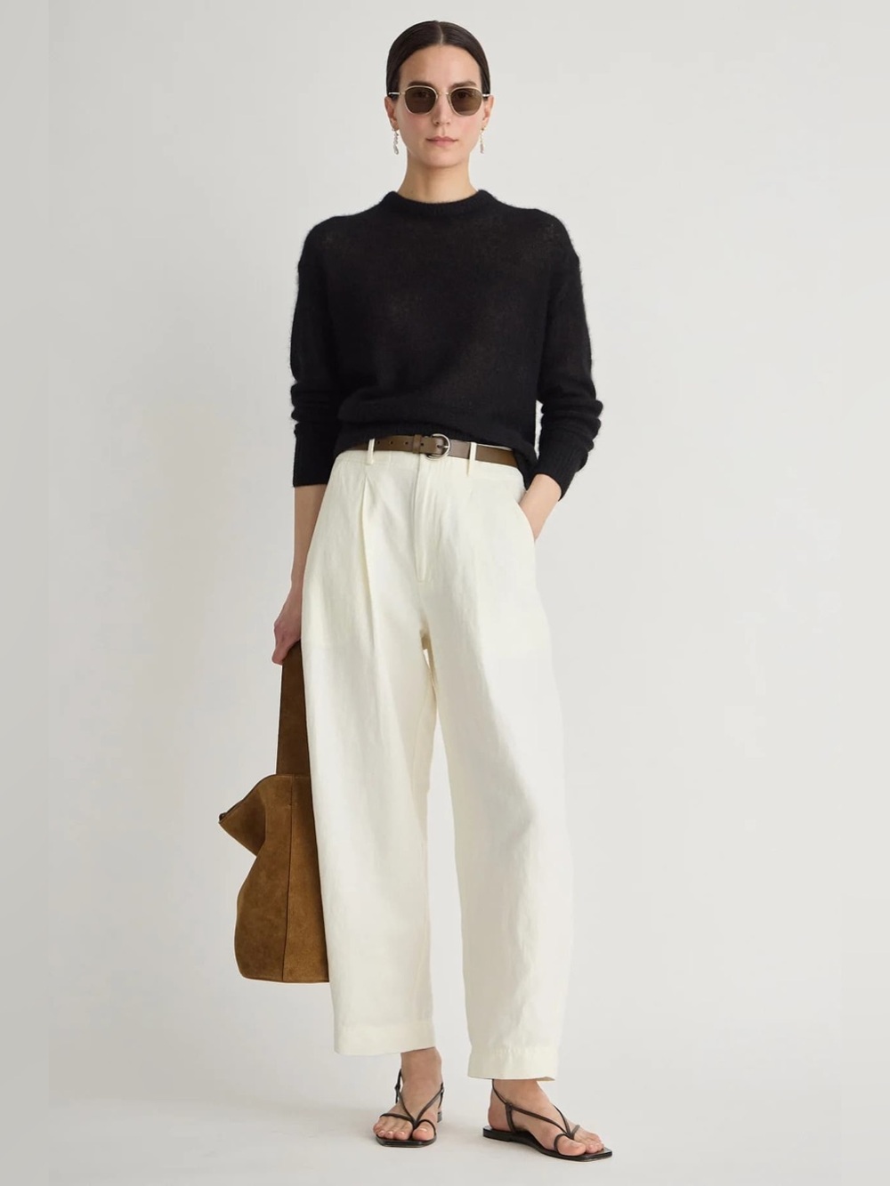 Apiece Apart Bari Crop Trouser in Cream size 2
